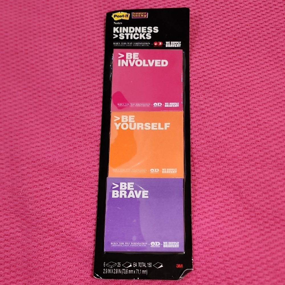 NEW Lady Gaga's Born This Way Foundation, Kindness >Sticks Post-it Set